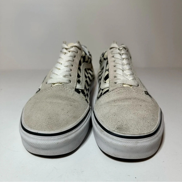 VANS Old Skool Checkerboard White Black Shoes Womens size 8 Suede (199 Box 24) - Picture 8 of 9